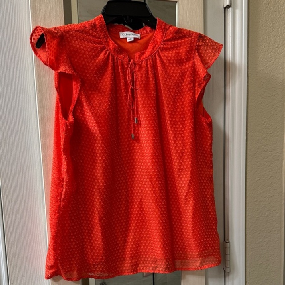 Calvin Klein Bold Orange Textured Top